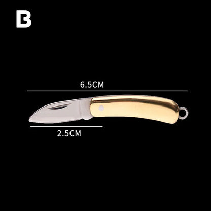 5cm Acrylic Mini Folding Knife Pendant Brass Wood Keychains Sharp Small Blade Portable Hanging Outdoor Camping Unboxing Knife