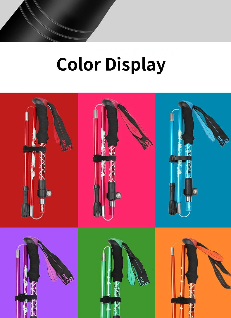 2PCS Trekking Poles Adjustable Ultralight Walking Sticks Alpenstock Outdoor Hiking-Climbing Mountaineering Sticks