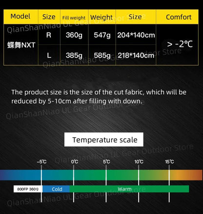 ICE Flame NXT 850FP Down Quilt Outdoor Camping Multifunctional Ultralight New Duck Down Quilt Waterproof Bottomless Sleeping Bag