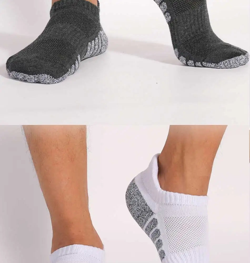 3 Pairs Thickened Towel Bottom Running Mesh Boat Non-Slip Breathable Sports Low Cut Men's Women's Socks