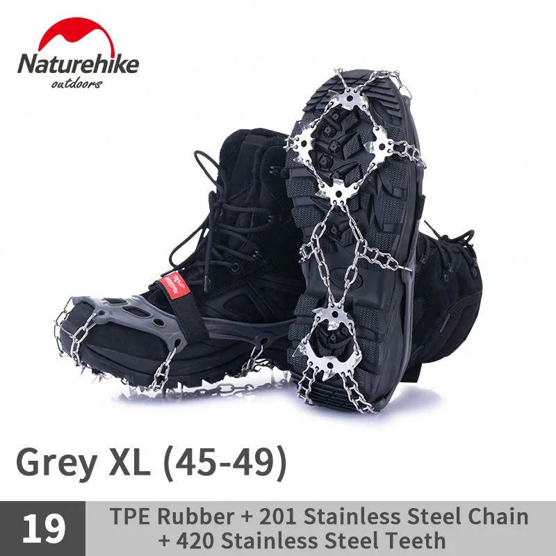 Naturehike-Non Slip Climbing Crampons Cleats Shoe Cover Ice Gripper for Spikes Hiking Winter Manganese Steel Outdoor Cleats Shoe