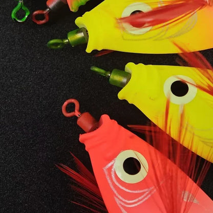 BRAVMACK 5pcs Luminous Horizontal Squid Jig Glow Squid Jigs Saltwater Squid Shrimp Lure Jig Squid Jig Fishing Lure Tackle