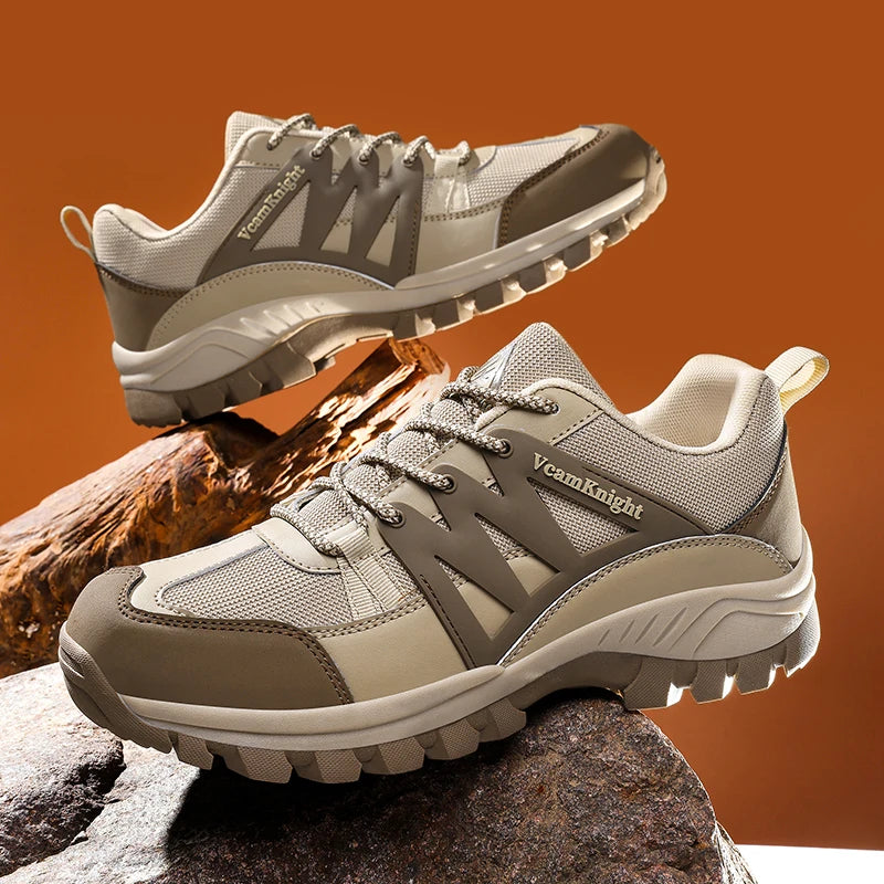 Men’s Casual Mountain Sneakers – Leather Antiskid Outdoor Trail Running Shoes, Winter & Autumn Footwear
