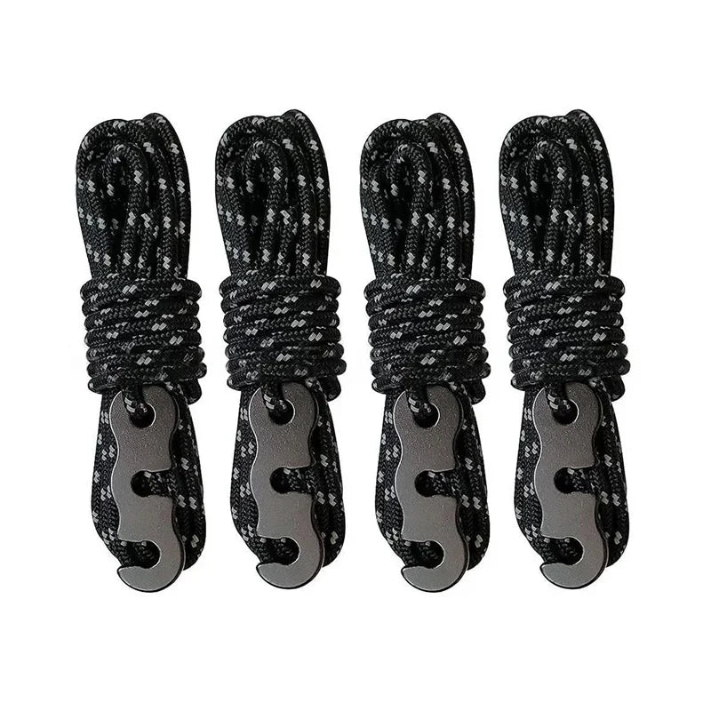 4 Outdoor Tent Ropes Reflective Ropes Canopy Ropes Reinforced Windproof Ropes with Buckles To Ensure Safety Camping Accessories