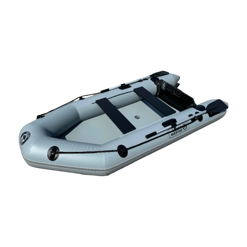 9.2FT Inflatable PVC Boat | Fishing, Surfing & Kayak Racing Dinghy – Portable Assault Boat for 3-4 People Outdoor Watersports