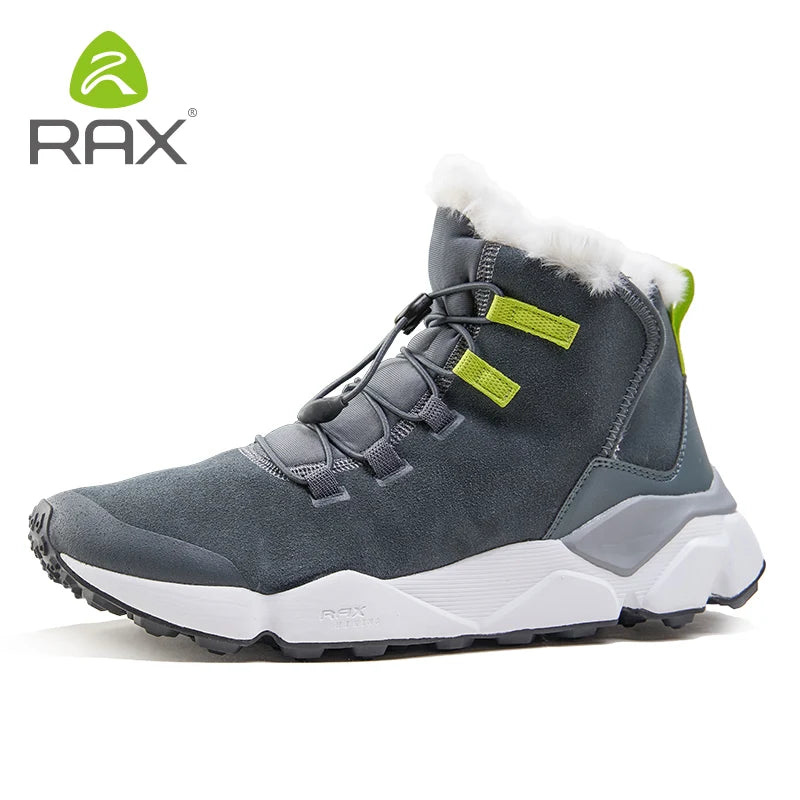 RAX Hiking Boots Men Waterproof Winter Snow Boots Fur lining Lightweight Trekking Shoes Warm Outdoor Sneakers Mountain Boots Men