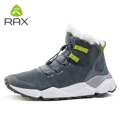 RAX Hiking Boots Men Waterproof Winter Snow Boots Fur lining Lightweight Trekking Shoes Warm Outdoor Sneakers Mountain Boots Men