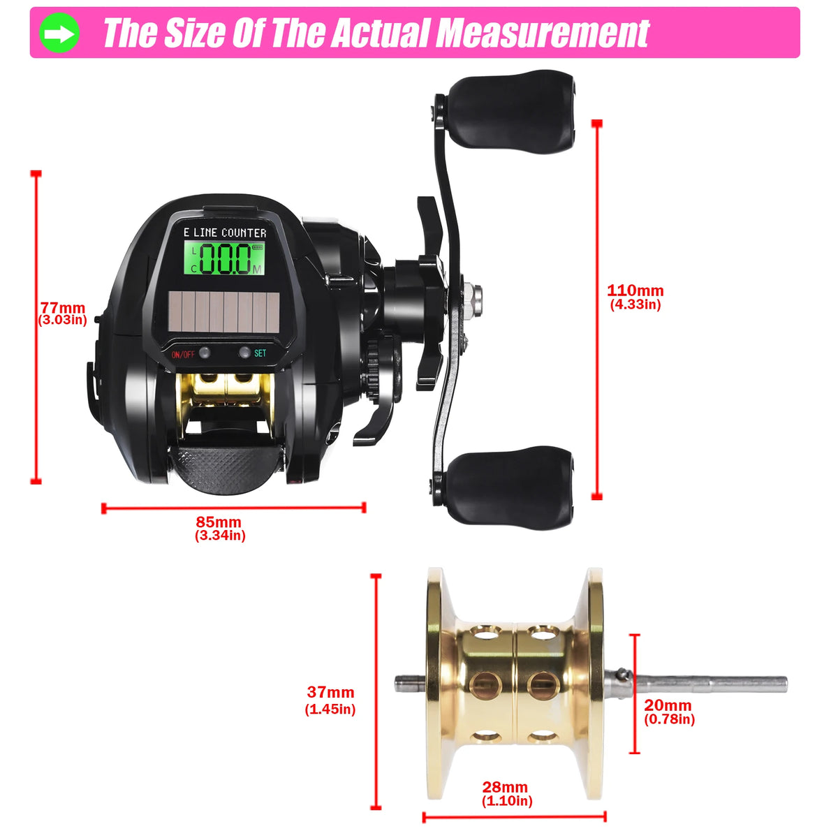 Electronic Baitcasting Reel with LED Line Counter Screen