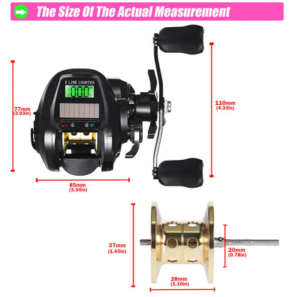 Electronic Baitcasting Reel with LED Line Counter Screen
