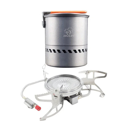 Bulin Outdoor Gas Stove Folding Cooking Furnace Camp Cookware Split Gas Furnace Stove for Camping Hiking Picnic with Pot