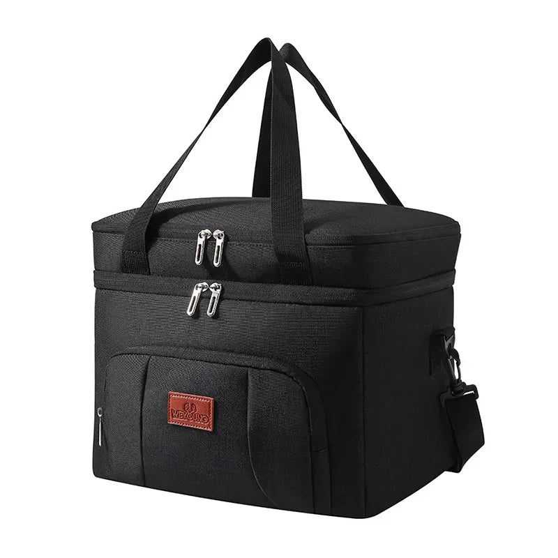 Insulated Double-Layer Tote Cooler Bag - Large Capacity Lunch Box Women/Men, Leakproof Picnic & School Bag with Adjustable Strap