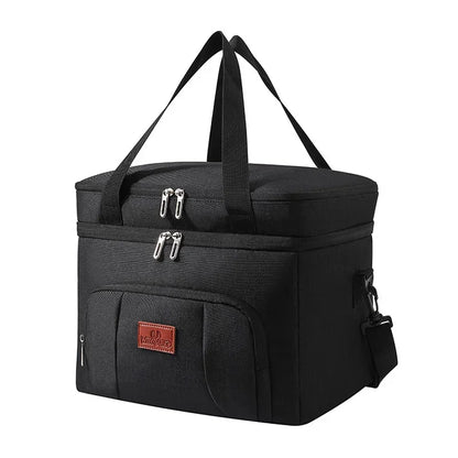 Insulated Double-Layer Tote Cooler Bag - Large Capacity Lunch Box Women/Men, Leakproof Picnic & School Bag with Adjustable Strap