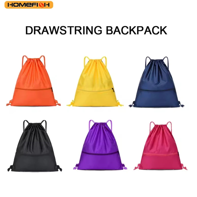 HOMEFISH Men Women Lightweight Drawstring Bag, Sports Fitness Outdoor Leisure Backpack with Zipper