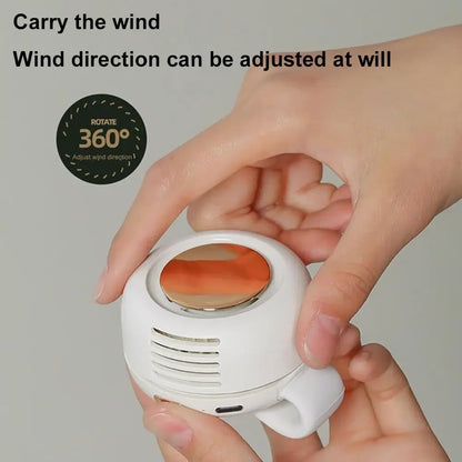 Portable Mini Bladeless Clip On Waist Fan 3 Speed Silent USB Recharge Hands Free Cooling Fan For Outdoor Travel Cycling Camping