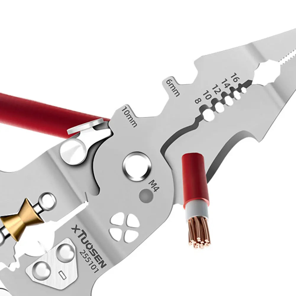 Multi-function Wire Stripping Plier Foldable Voltage Testing Cable Cutter for Cutting Stripping Crimping Wires Electrician Plier