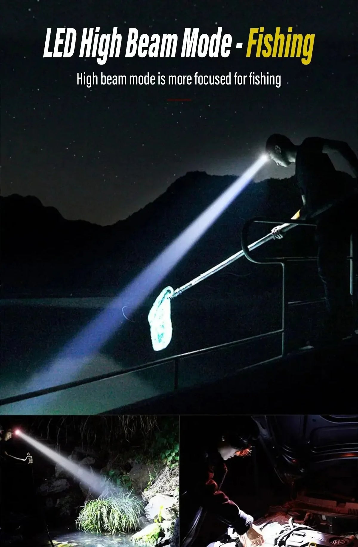 Rechargeable Fishing LED Headlamp Camping Headlight XPE COB Work Light 2 Lighting Modes With Tail Magnet Detachable