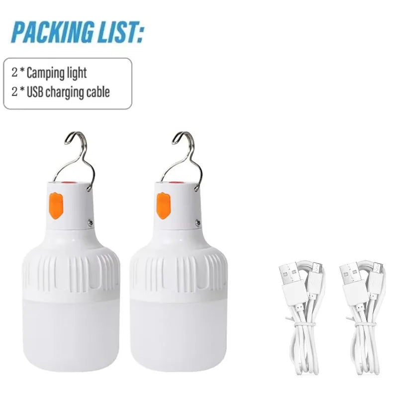 Rechargeable Portable Camping Brightness Light Dimmable LED Bulb Waterproof Outdoor Tent Light Emergency Night Light with Hook