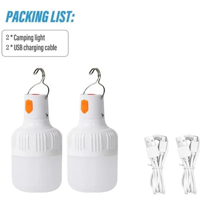 Rechargeable Portable Camping Brightness Light Dimmable LED Bulb Waterproof Outdoor Tent Light Emergency Night Light with Hook