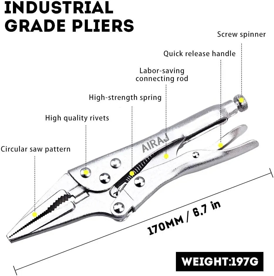 AIRAJ 7 inch Multifunctional Pliers, Locking pliers Carbon Steel Electrician, Anti Slip Maintenance, Durable Manual Tool