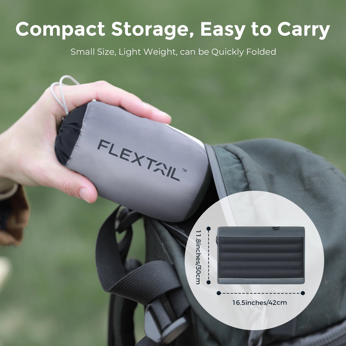 FLEXTAIL Inflatable Camping Pillow, Ergonomic Pillow for Travel and Home, Lightweight and Washable, Two Height Options
