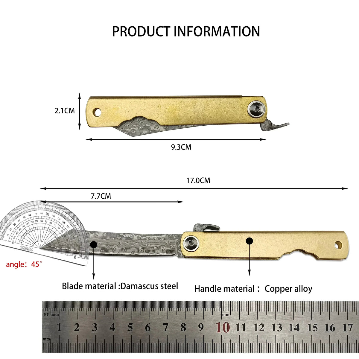 NEW Higonokami Japanese Mini Pocket Folding Knife VG10 Damascus Steel Camping Hunting Copper Handle Knives Outdoor EDC Tool