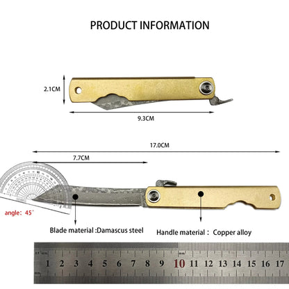 NEW Higonokami Japanese Mini Pocket Folding Knife VG10 Damascus Steel Camping Hunting Copper Handle Knives Outdoor EDC Tool