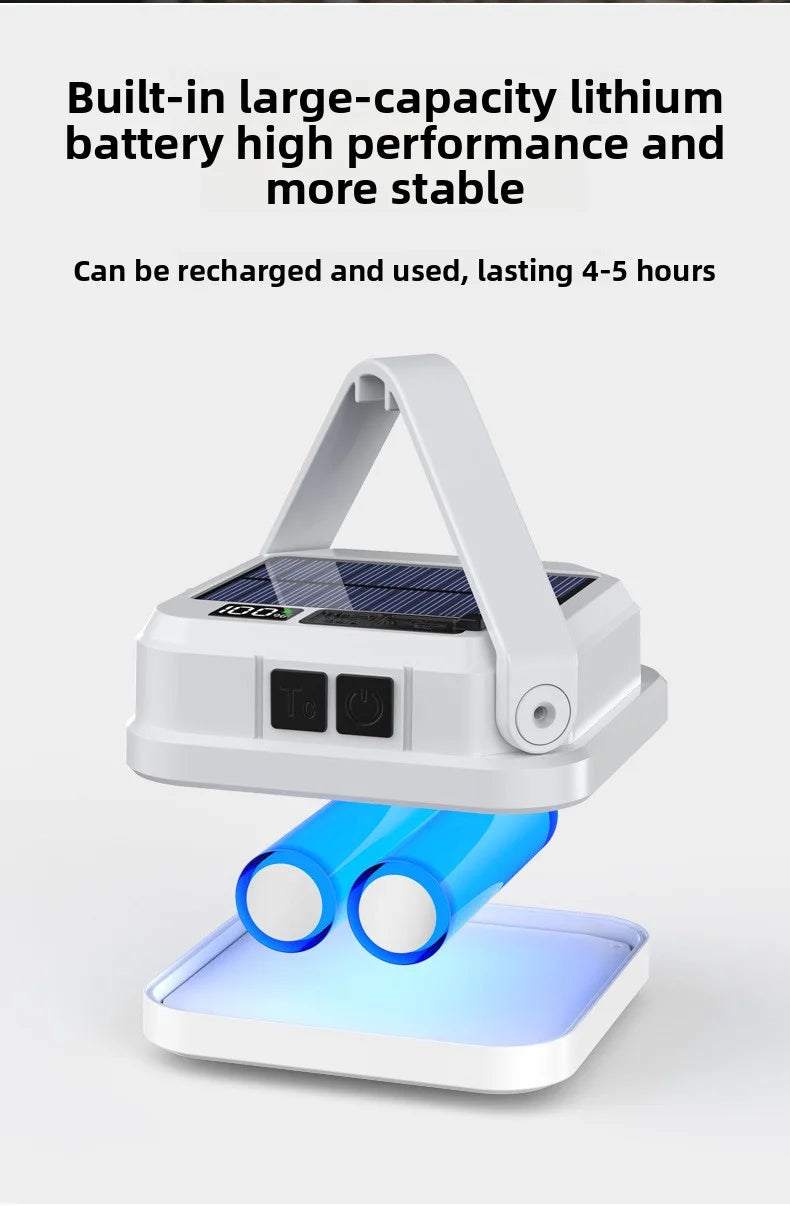 Emergency Lighting Solar Camping Light Portable Outdoor Tent Work SMD Rechargeable LED Hanging Lamp with Digital Power Display