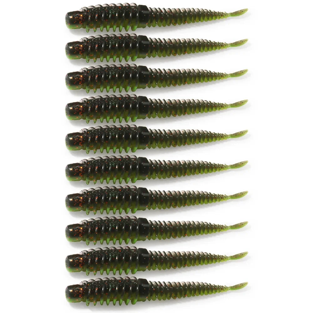 10PCS Soft Lures 6.5cm 7.5cm 8.5cm Thread TPE Worm Jig Hook Carp Fishing Tackle Pesca Swimbait Gear Fishy Flavor Kit Bait
