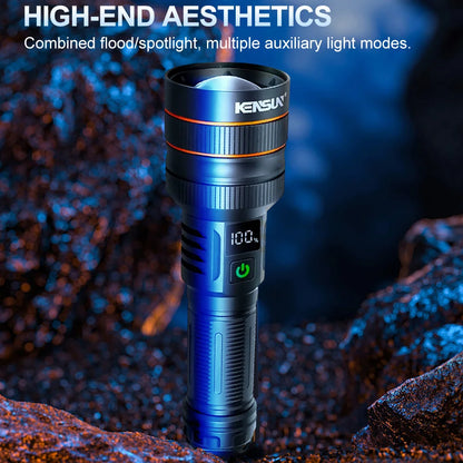 Bright Spotlight Long Range LED Flashlight Type-C Charging Strong Light Lamp Tactical Torch Waterproof Zoom Outdoor Lantern