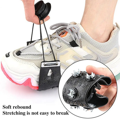 1 Pair Ice Cleats Shoes Crampons with 5 Steel Studs Winter Walking Ice Snow Traction Grips Non-slip Boot Spikes Grippers
