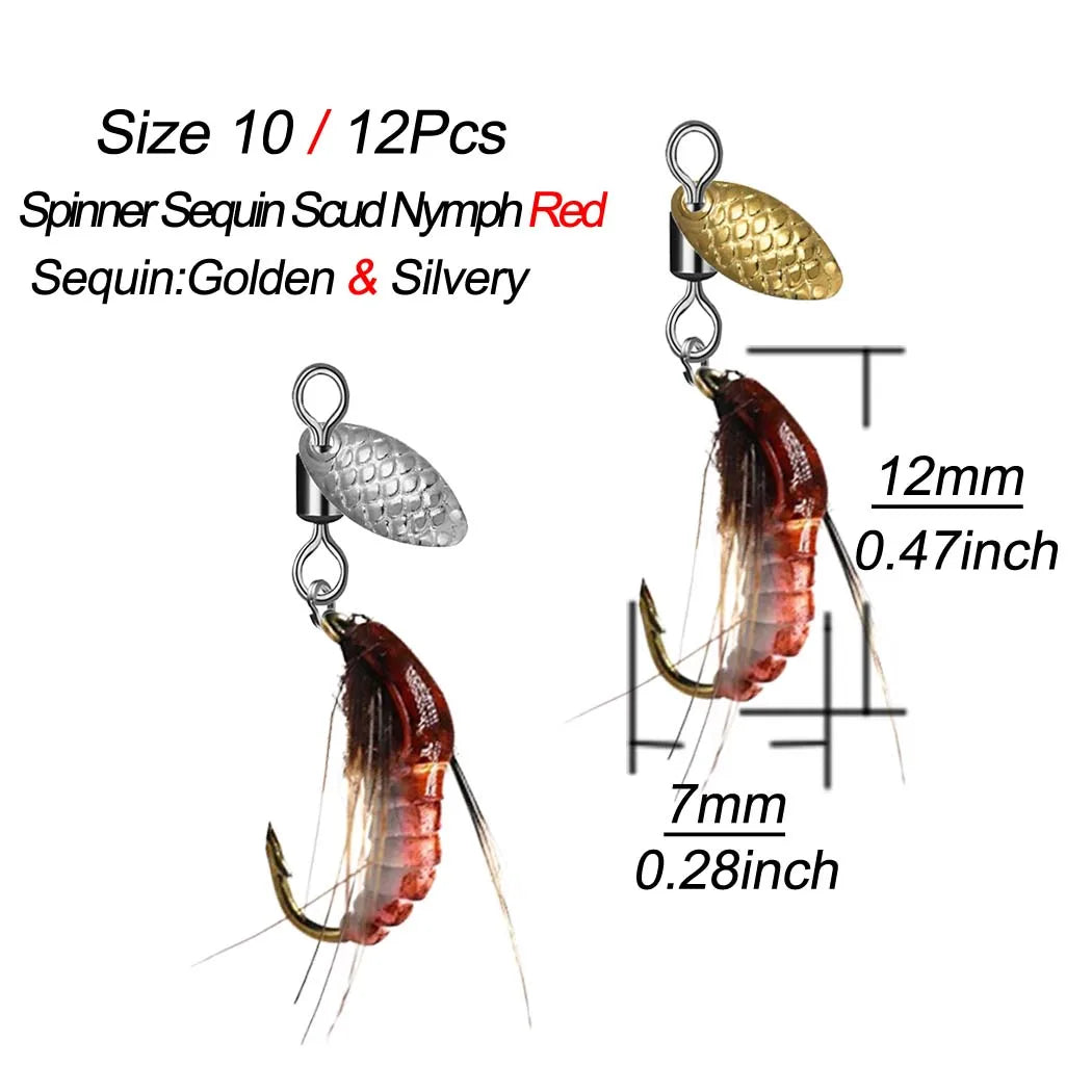 Sequin Scud Nymph Flies (6 or 12 Pack)