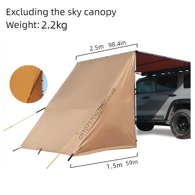 Outdoor Car Side Tent, Expansion Accessories, Shelter with Windows, Side Arrangement of Bags, Projection Screen Tent