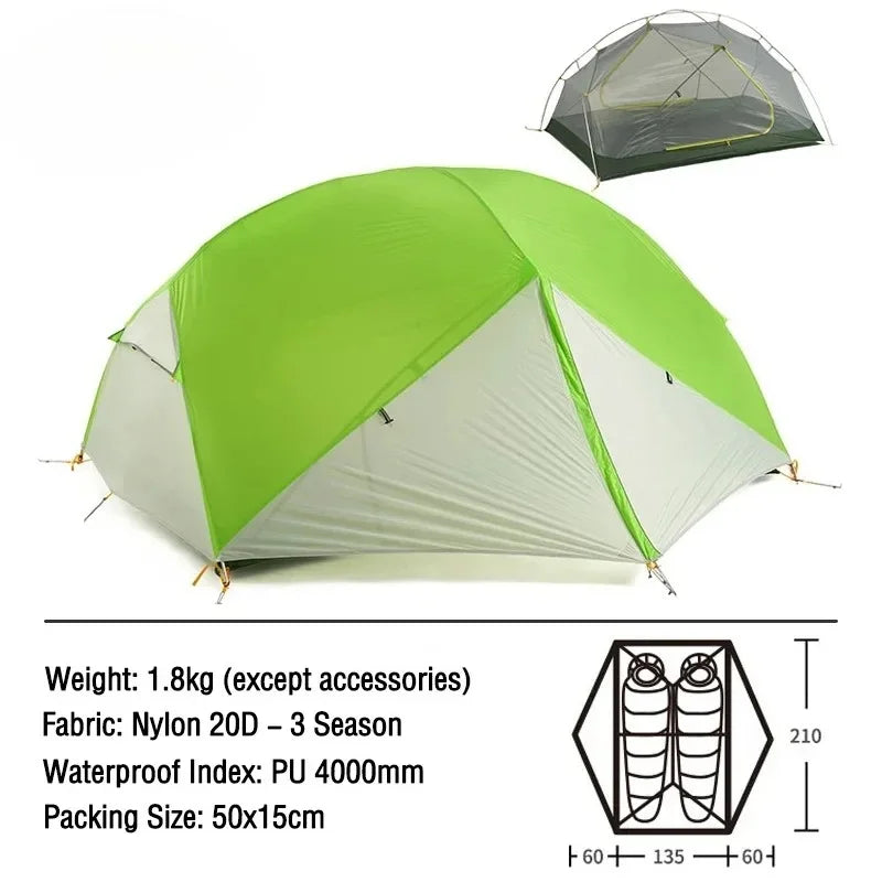 Mongar 2 Person Tent-Ultralight,Outdoor Travel,Double Layer Waterproof,3 SeasonPortableTent forCampingEnthusiasts andAdventurers