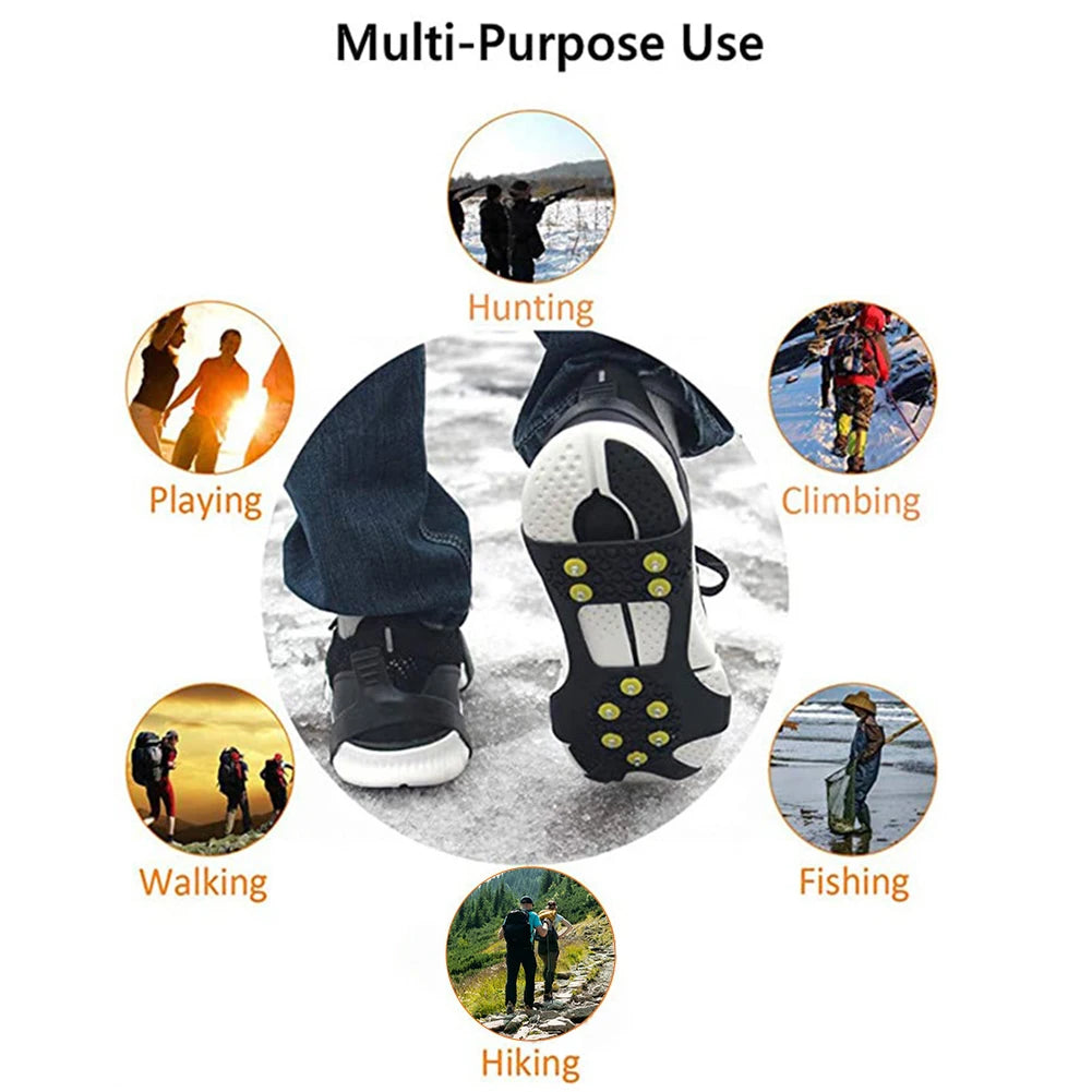 10-Teeth Anti-Slip Crampons | Ice & Snow Cleats for Walking, Hiking & Climbing