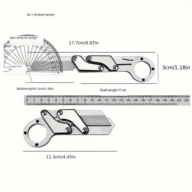 1pc, Multifunctional Folding Knife, Stainless Steel Pocket Knife, Creative Deformation Knife, Outdoor Survival Knife