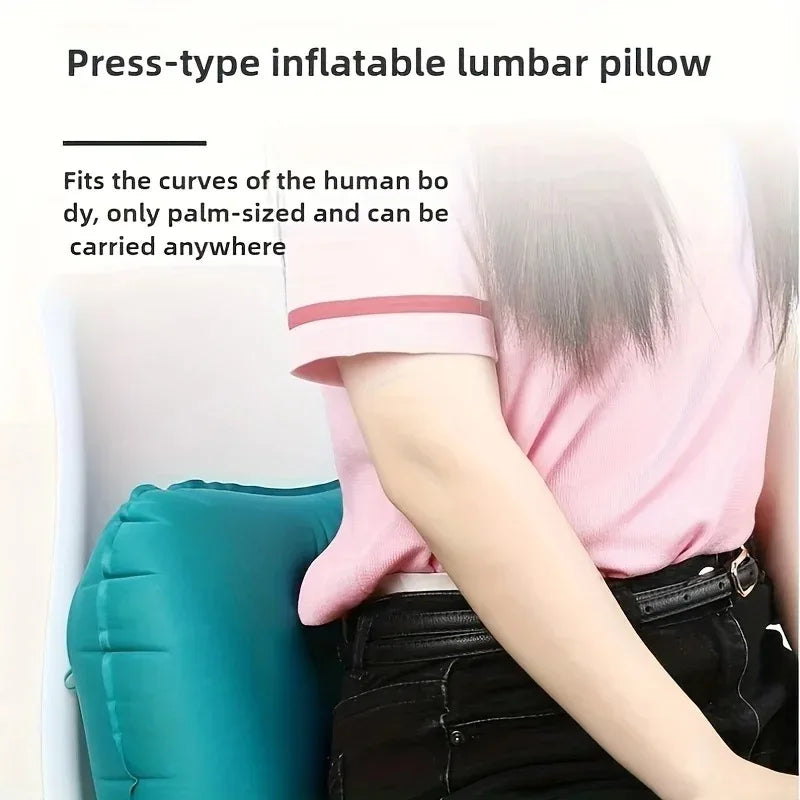 Flocking Inflatable Square Pillow Inflatable Travel Pillow Airplane Car Folding Pillows Outdoor Camping Portable Storage Pillow