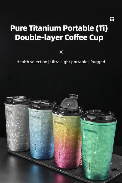 Tiartisan Pure Titanium Vacuum Insulated Cup 400ml / 500ml Double-Wall Coffee Mug Outdoor Camping Lightweight Thermos Cup