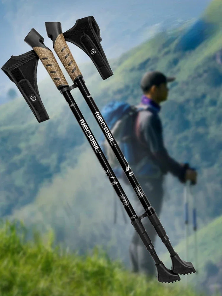 Nordic Telescopic Walking Poles 2PcsTrek Pole Aluminum Alloy Shooting Cane Strong Locking Walking Pole Lightweight Hiking Cane