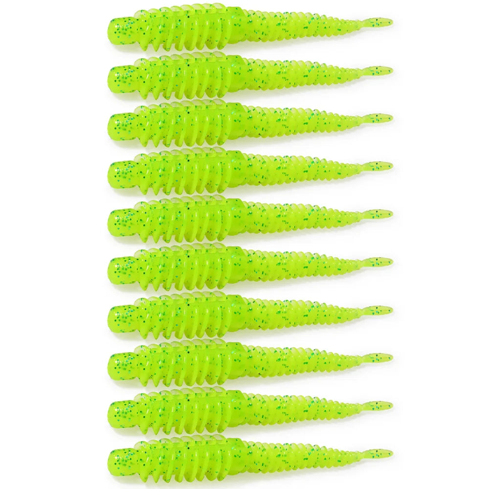 10PCS Soft Lures 6.5cm 7.5cm 8.5cm Thread TPE Worm Jig Hook Carp Fishing Tackle Pesca Swimbait Gear Fishy Flavor Kit Bait