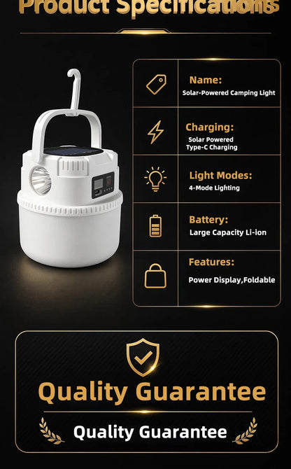 Solar LED Camping Lamp – Type-C Charging, with Hook