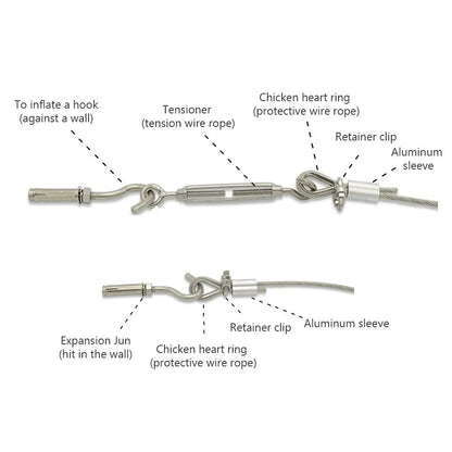 304 Stainless Steel Hooks for Camping Tent Accessories M4 Eye Turnbuckle Wire Rope Tension Hardware