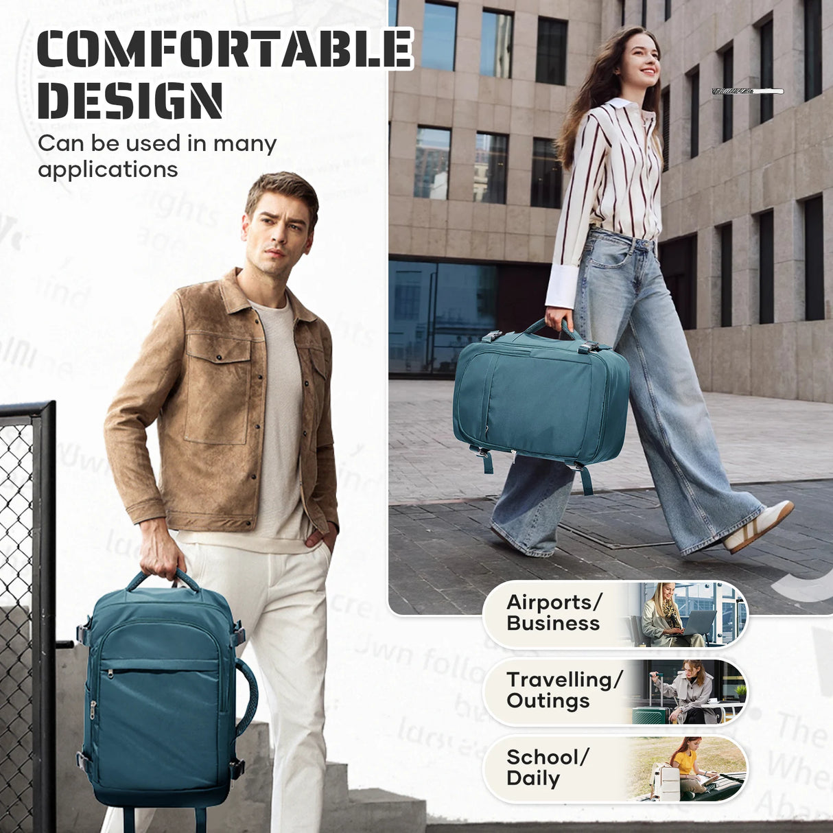 Cabin Bag Underseat Travel Backpack, Women Mens Outdoor Backpack Carry-on Backpack, Cabin Luggage Aviation Wizzair 40x30x20 Bag