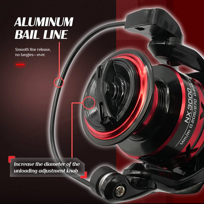 ROOBLINOS NX Fishing Reel 5.2:1 1000-6000 Max Drag 9KG Spinning Reels Metal Spool Reel Drag Fishing Reel,Fishing Accessories