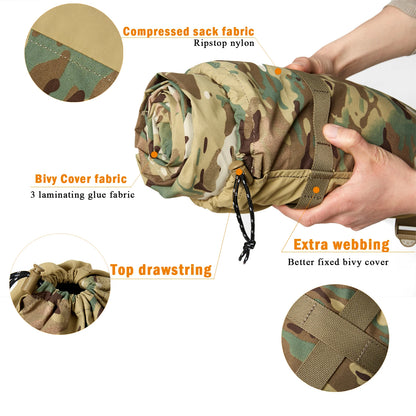 Tactical Military-Grade Akmax.cn Bivy Cover – 1.9lbs Waterproof Combat Sleeping Bag Sack for Army, Marine, Camping, Hiking