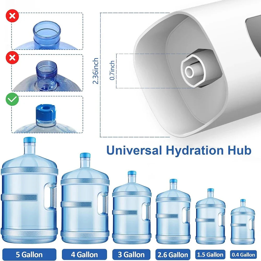 LED Display Water Bottle Pump Foldable Electric 1200mah Type C Rechargeable Automatic Stop Touch Button 3 Quantitative Settings