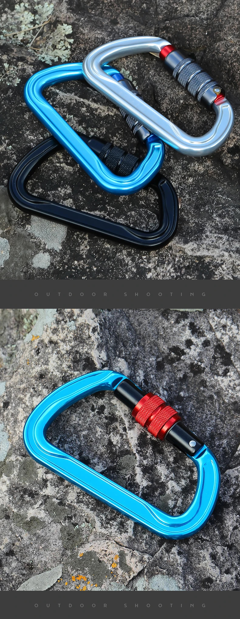 CLIWIZ 30kN Aluminum Safty Climbing Snap Hook New Good Quality H Section D-Twist Carabiner Snap Hook CE/UIAA