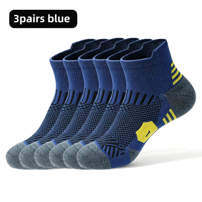 3 Pairs Sports Socks Men Women Short Running Socks Performance Ankle Cushion Wear-resistant Anti Slip Basketball Casual Socks