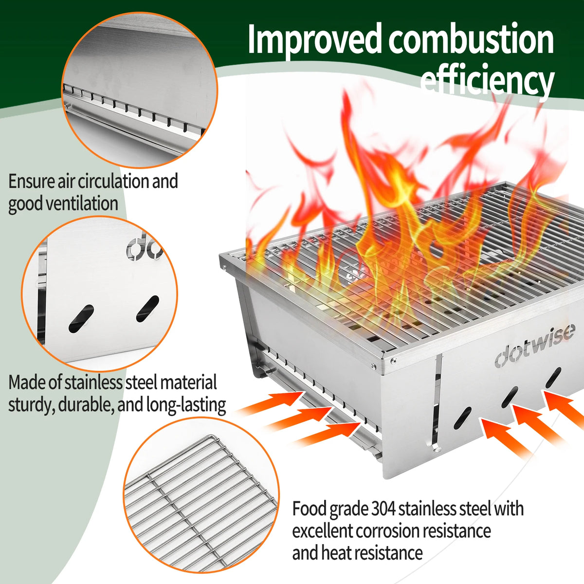 Dotwise Outdoor Barbecue Grill Portable Outdoor Stove IGT Table Stove Folding Firewood Stove Barbecue Camping Stove