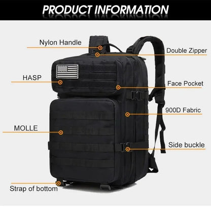2Q-50L Tactical Backpack Men's Travel Large Capacity Rucksacks Men Waterproof Outdoor 1Sports Multi-functional Bags
