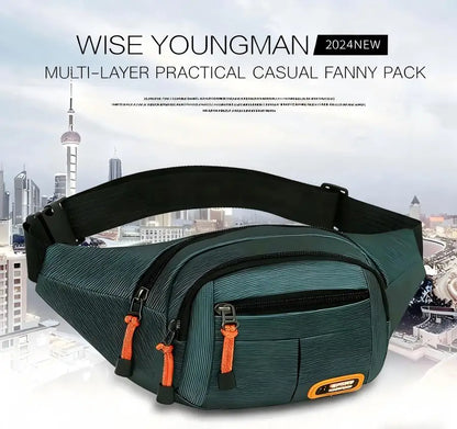Homefish Unisex Waist Bag Multifunctional Large Capacity Splash Resistant Wear Resistant Worksite Outdoor Fanny Pack